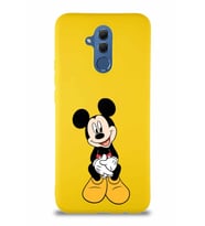 Huawei Mate 20 Lite Soft Premier Kapak Mickey Mouse-A Tasarımlı Silikon Kılıf - Sarı (Şeffaf)