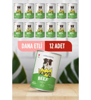 King Sos İçerisinde Et Parçacıklı Dana Etli Köpek Konservesi 400 gr x 12 Adet