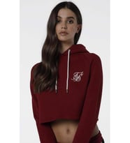 SikSilk Crop Bordo Kapşonlu Bayan Sweatshirt