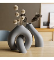 3D Baskı Interlocking Vazo - İç İçe Geçen Dekoratif Vazo-Gri
