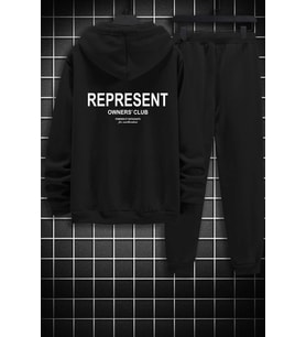 Unisex Represent Baskılı Eşofman Takımı (Siyah)