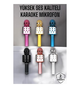 Mey İthalat® Kablosuz Bluetooth Karaoke Mikrofon USB ve AUX Girişli, Yüksek Ses Kalitesi