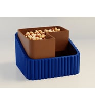 3D Baskı Fıstık Kasesi - Çift Hazneli Kabuk Ayırıcı Sunum Kasesi - Mavi Kahverengi