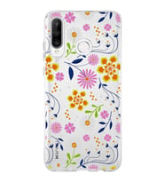 Huawei P30 Lite Uyumlu Kapak Flowers Tasarımlı Şeffaf Silikon Kılıf