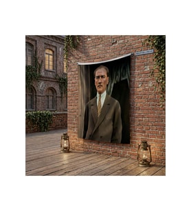 Takım Elbise Gazi Mustafa Kemal Atatürk poster Bayrak Raşel Kumaş 100x150 cm ATA55
