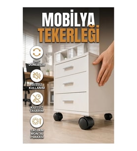 4 cm Kilitsiz Döner Tekerlek Ayak Seti 4’lü Sessiz Mobilya Destek Ayağı