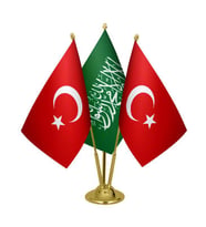 Masa Üstü Yeşil Kelimei Tevhid Bayrağı Türk Bayrağı Üçlü Pirinç Direk Masa Bayrak Seti