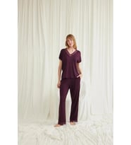 Amora Secret Kısa Kollu V Yakalı Dantelli Viskon Pijama Takımı