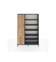 Arges Gardrop 9 Raflı 3 Çekmeceli 3 Kapaklı 132x30x195 Antrasit-Çam