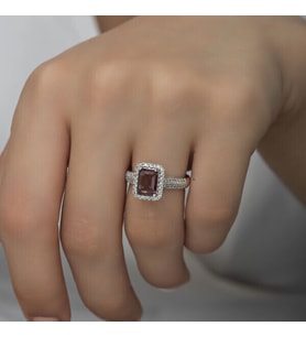 Baget Zirkon Taş  925 Ayar Gümüş Kadın Yüzük