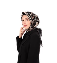 Bursa İpek Somon Zebra Desen Twill İpek Eşarp