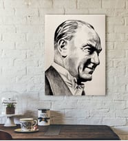 BK Home Karakalem Atatürk Tasarımlı Kanvas Tablo-1