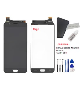 Samsung Galaxy J7 PRİME - SM-G610F Uyumlu Lcd Ekran Dokunmatik Servis Lcd SİYAH + B-7000 + TAMİR SETİ
