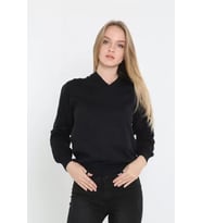 Unisex Uzun Kol V Yaka Triko Kazak - Siyah