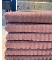 Bambu Çizgili Süngerli Kadife Kaymaz Çekyat Koltuk Örtüsü 170x210 cm (Pudra)