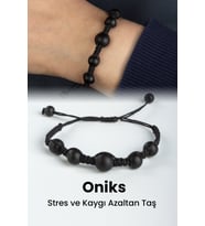 Oniks Doğal Taş Mat Siyah Küre Kesim 8mm Makrome Bileklik