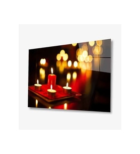 Miyrem Glasses Collection -A1^#  Dekorcumshop Mum Kandil Cam Tablo (Çok Renkli)