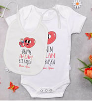 BK Kids Kişiye Özel Big Boss Tasarımlı Bebek Body Zıbın ve Mama Önlüğü Hediye Seti - Model 1