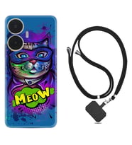 Realme C55 Kılıf Silikon Boyun Askılı İpli Desenli Silikon Super Meow 1715