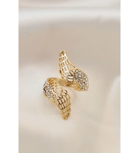 Ayarlamalı Gold Renk Metal Zirkon Taşlı Kanat Yüzük (Çok Renkli)