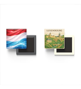 Buzdolap Magnetleri - Lüksemburg Bayrağı ve Paper Cut Tema - 2'li Set Magneti
