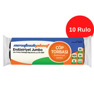 Newtechplast Endüstriyel Jumbo Boy Çöp Torbası, Siyah, 80 x 110 cm., 400 gr., 10 Rulo