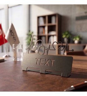 Mova Dizayn Kişiye Özel Hediyelik Ofis Için Sağlık Çalışanlarına Özel Tasarımlı Metal Masaüstü Isimlik (Siyah)