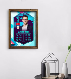 BK Gift Kişiye Özel Doğal Masif Ahşap Çerçeveli Tablo 45x65cm Futbolcu Kartı-6
