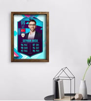 BK Gift Kişiye Özel Doğal Masif Ahşap Çerçeveli Tablo 45x65cm Futbolcu Kartı-6