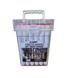 TMN 593076 Z-COLORS ART DRAW DESING ÇİFT UÇLU MARKER SAPLI PVC KUTU 36 RENK