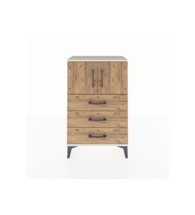 Arges Komodin Tek Raflı 3 Çekmeceli 2 Kapaklı 60x30x96 Aytaşı-Çam