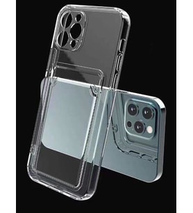 iPhone 11 Pro Max Uyumlu Kamera Korumalı Kartlıklı  Şeffaf Kılıf Card Case