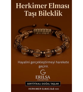 Sertifikalı Herkimer Elması Taşı Bileklik 8x8 mm – Hayalleri Gerçeğe Dönüştüren Enerji Taşı (Çok Renkli)