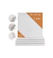 25x25 cm 5 Adet Kare Boş Tuval Tablo