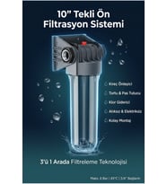 10” Tekli Ön Filtrasyon Sistemi 3in1 Kireç,Tortu, Klor Giderici Su Giriş Filtresi