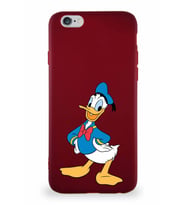 Apple iPhone 6 Soft Premier Kapak Donald Duck-C Tasarımlı Silikon Kılıf - Mürdüm (Şeffaf)
