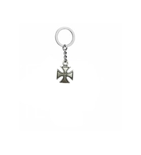 Gri Kare Haç Figürlü Metal Anahtarlık – Unisex Gotik & Alternatif Aksesuar