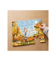 Bisikletli Güzel Kız Tasarımlı 24 Parça Ahşap Çocuk Puzzle MPK0098