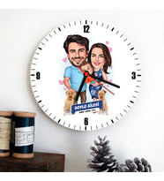 Tek Çocuklu Şahane Aile Karikatürlü Duvar Saati