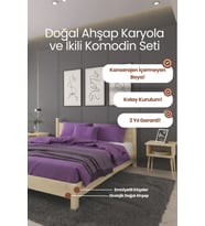 Mi̇rage Model Masif Ahşap Karyola ve 2 Adet Komodin Kolay Kurulum Fırınlanmış İthal Sibirya Çamı 100x200 Yatak Uyumlu 2 Adet Komodin