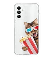 PrintiFy Samsung Galaxy M13 ile Uyumlu 1mm Slim Fit Kedi 1 050b Baskılı Şeffaf  Kılıf