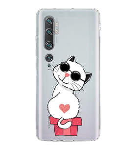Xiaomi  Mi Note 10  Kamera Korumalı Kapak Coolcat Tasarımlı Şeffaf  Kılıf