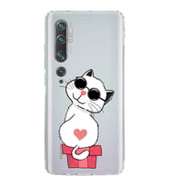 Xiaomi  Mi Note 10  Kamera Korumalı Kapak Coolcat Tasarımlı Şeffaf  Kılıf