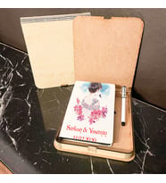 Sevgililer Günü Hediyesi Ahşap Kutulu Defter Kalem Set 004