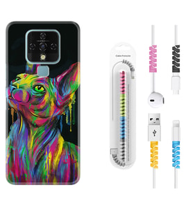Tecno Camon 16 18P Pova 3 Pova Neo Kılıf Kablo Koruma Spiral Silikon Color Cat 1754
