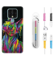 Tecno Camon 16 18P Pova 3 Pova Neo Kılıf Kablo Koruma Spiral Silikon Color Cat 1754