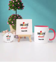 Endüstri Mühendisi Kupa Bardak Lacivert Dekoratif Taş Baskı Anahtarlık (Model 7)