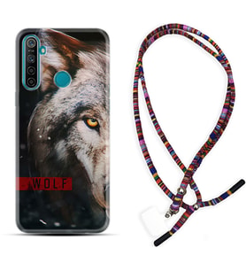 Realme 5i 5 Pro 6i 7 Pro 8 Kılıf Boyun Asklı Rasta Silikon Wolf Eyes 1758