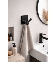 Siyah İkili Bornoz Banyo Askısı