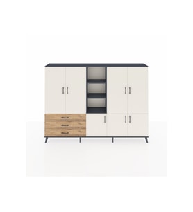Arges Dolap 11 Raflı 3 Çekmeceli 7 Kapaklı 220x30x163 Antrasit-Aytaşı/Çam